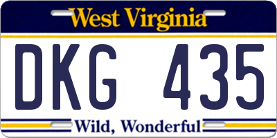 WV license plate DKG435