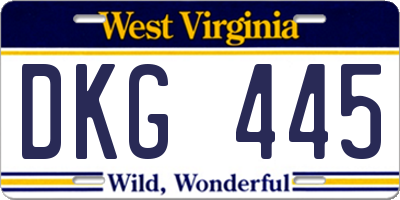 WV license plate DKG445