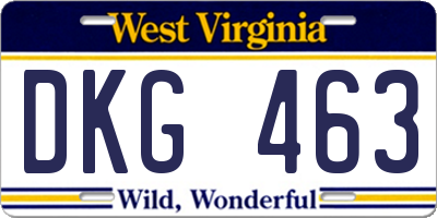 WV license plate DKG463