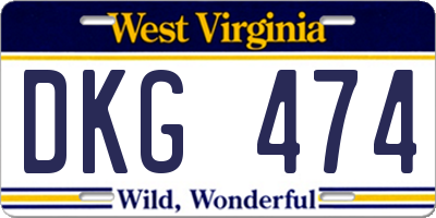 WV license plate DKG474