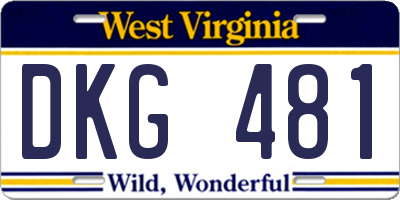 WV license plate DKG481