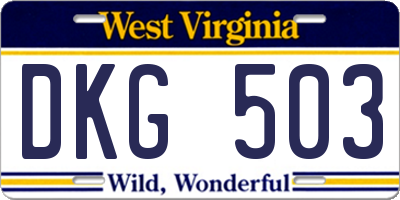 WV license plate DKG503