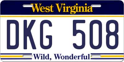 WV license plate DKG508