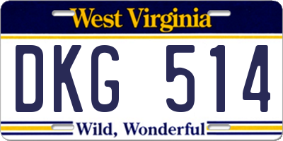 WV license plate DKG514