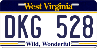 WV license plate DKG528