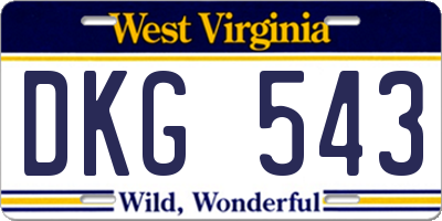 WV license plate DKG543