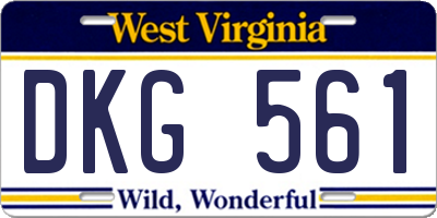 WV license plate DKG561