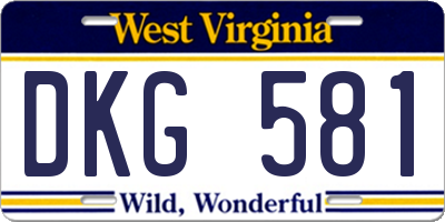 WV license plate DKG581