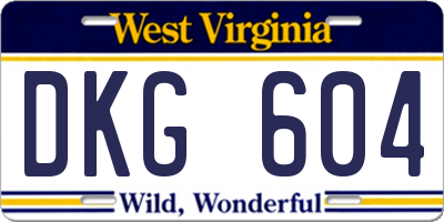 WV license plate DKG604