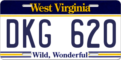 WV license plate DKG620