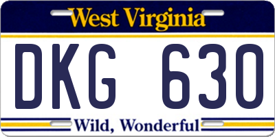 WV license plate DKG630
