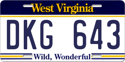 WV license plate DKG643