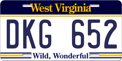 WV license plate DKG652