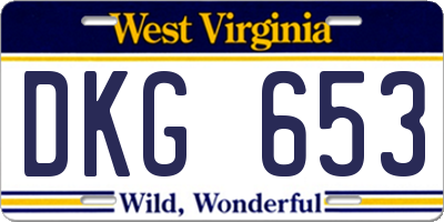 WV license plate DKG653