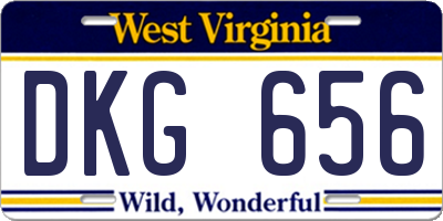 WV license plate DKG656