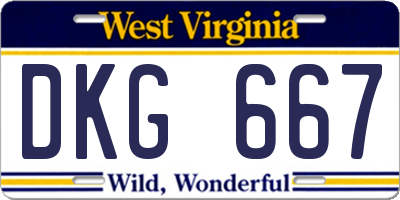 WV license plate DKG667