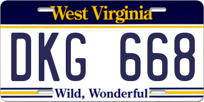 WV license plate DKG668