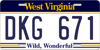 WV license plate DKG671