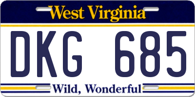 WV license plate DKG685