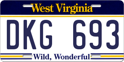 WV license plate DKG693