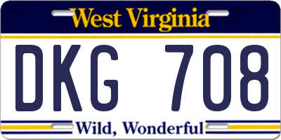 WV license plate DKG708