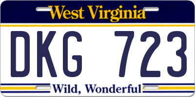 WV license plate DKG723