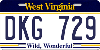 WV license plate DKG729