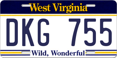 WV license plate DKG755