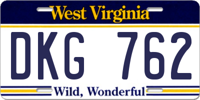 WV license plate DKG762