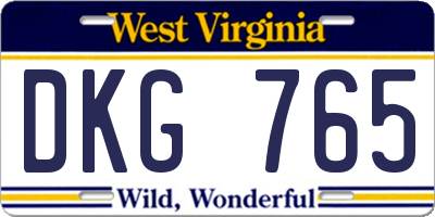 WV license plate DKG765