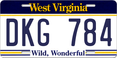 WV license plate DKG784