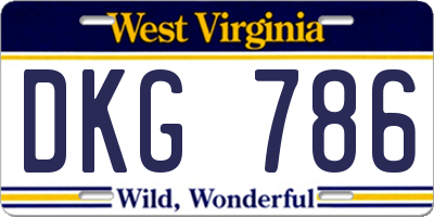 WV license plate DKG786