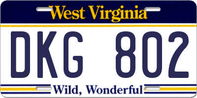 WV license plate DKG802