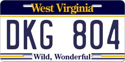 WV license plate DKG804