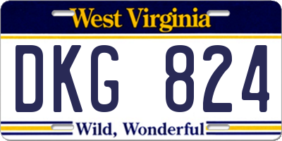 WV license plate DKG824