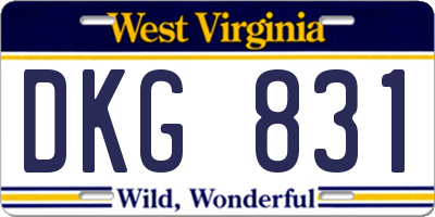 WV license plate DKG831