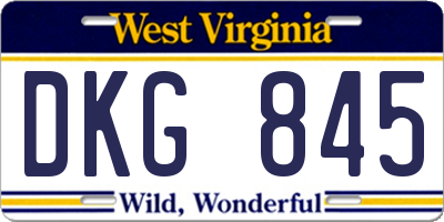 WV license plate DKG845