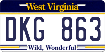 WV license plate DKG863
