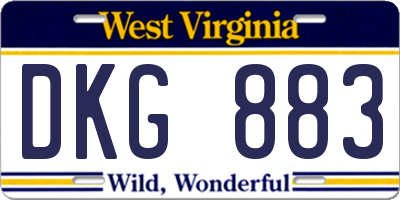 WV license plate DKG883