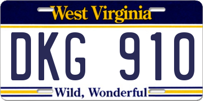 WV license plate DKG910