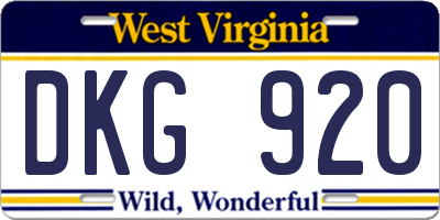 WV license plate DKG920