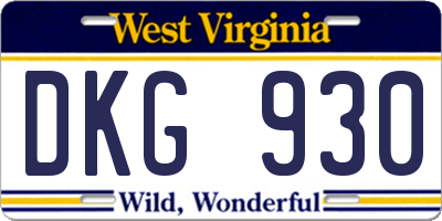 WV license plate DKG930