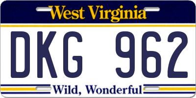 WV license plate DKG962
