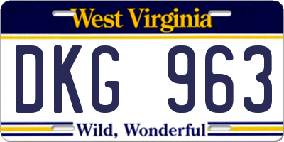 WV license plate DKG963