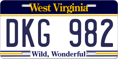 WV license plate DKG982