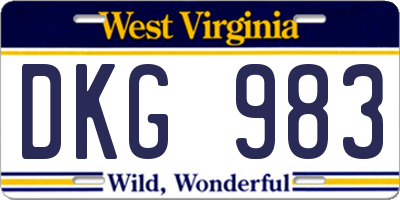WV license plate DKG983