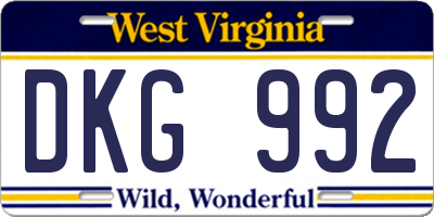 WV license plate DKG992