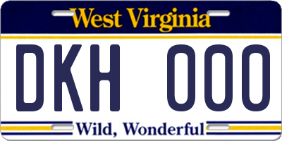 WV license plate DKH000