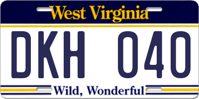 WV license plate DKH040
