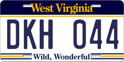 WV license plate DKH044